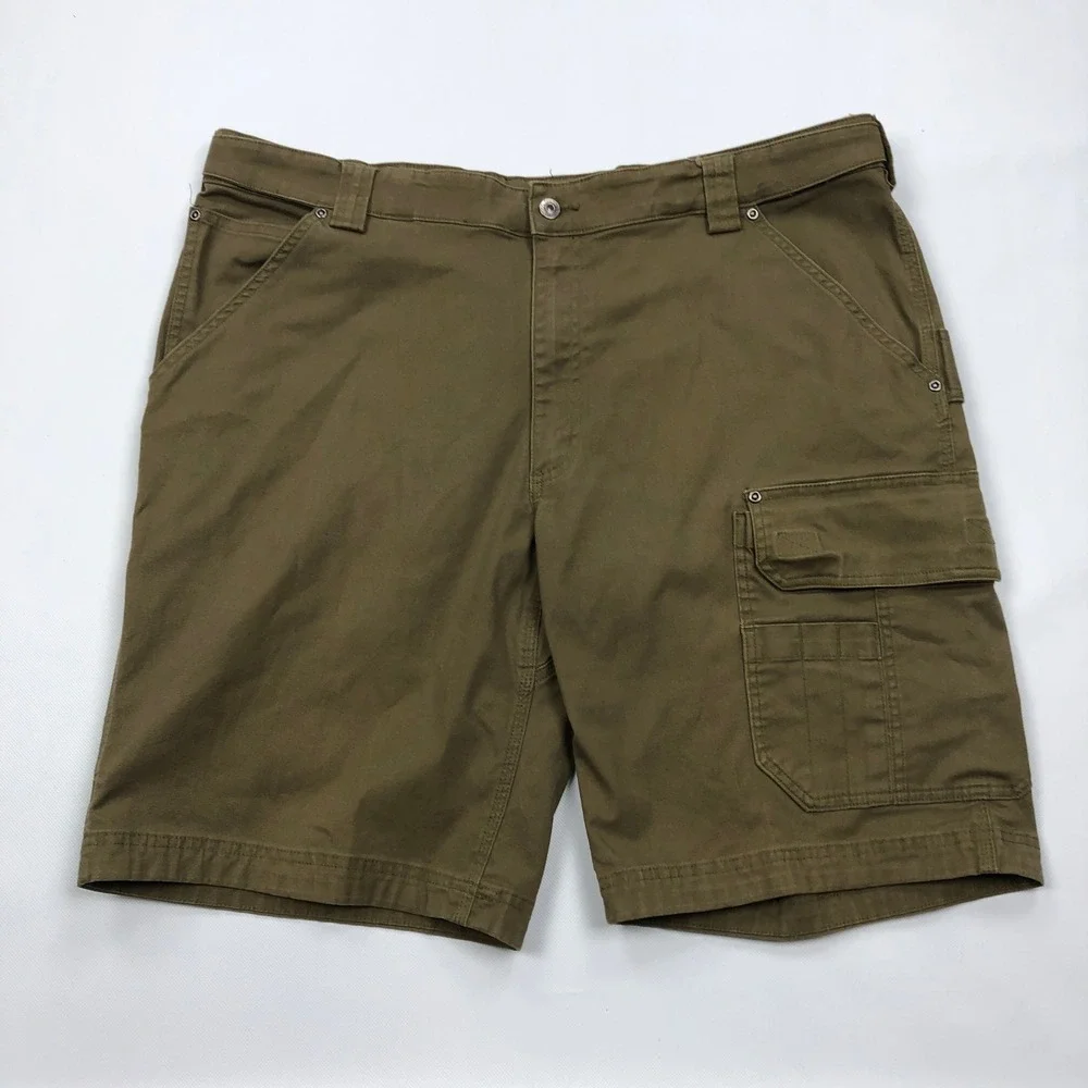 Duluth Trading Co Coolmax Flex Firehose Cargo Shorts Olive Mens 44 Relaxed Fit